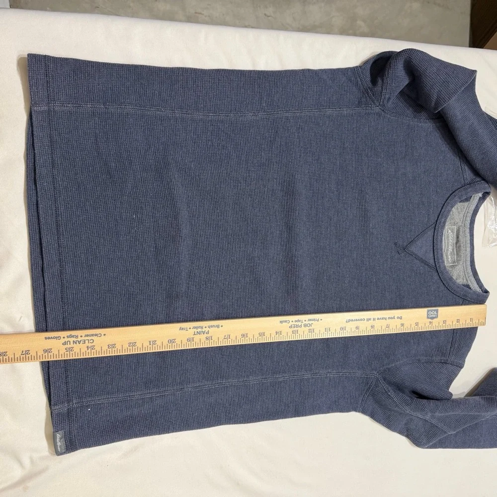 Eddie‎ Bauer Mens Navy Blue Waffle Knit Thermal Long Sleeve Crewneck M - Picture 12 of 13